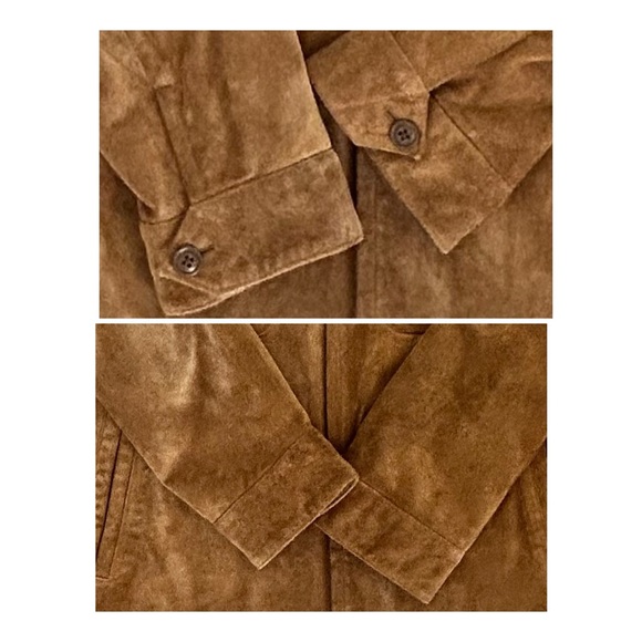 GAP‎ Men’s VINTAGE Suede Leather Jacket Sherpa Lined Camel Full Zip Pockets L - Picture 6 of 16